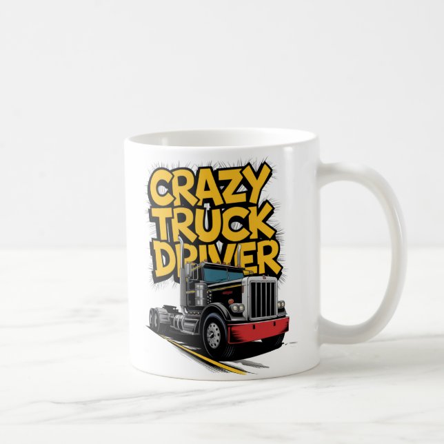"Crazy Lastbil Driver Vintage Graphic Kaffemugg (Höger)