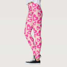 Crazy Light & Mörk Rosa Hearts Leggings