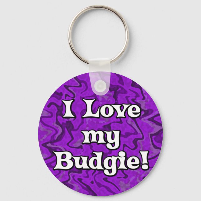 Crazy Lila I Kärlek min Budgie Keychain Nyckelring (Framsida)
