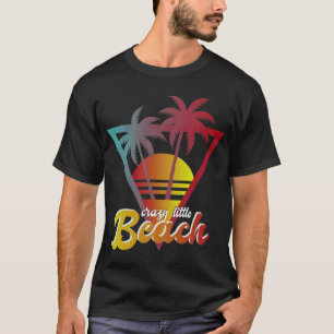 Crazy Little Beach Retro Solnedgång Palmträd T Shirt