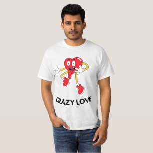 Crazy Love Heart Maskot Herr T-Shirt  Rolig Teckna
