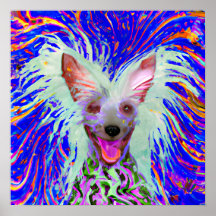 Crazy Lycklig Chinese Crested Art Porträtt