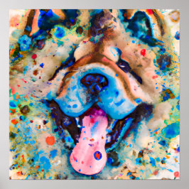 Crazy Lycklig Chow Chow Art Hund Art Porträtt Poster