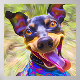 Crazy Lycklig Manchester Terrier Hund Art Porträtt Poster