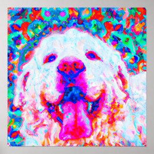 Crazy Lycklig Underbar Pyrenées Hund Art Porträtt Poster