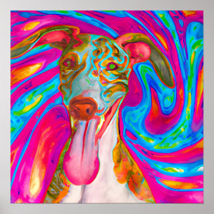 Crazy Lycklig-vitboken Hund Art Poster