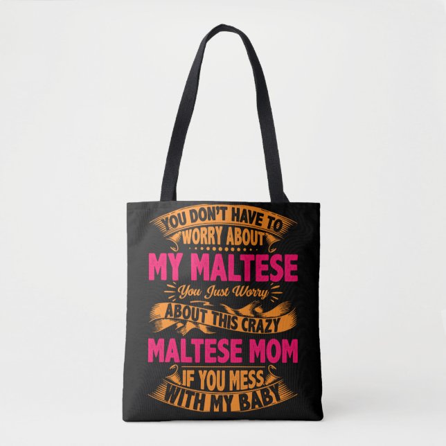 Crazy Maltese Mamma Tygkasse (Framsida)