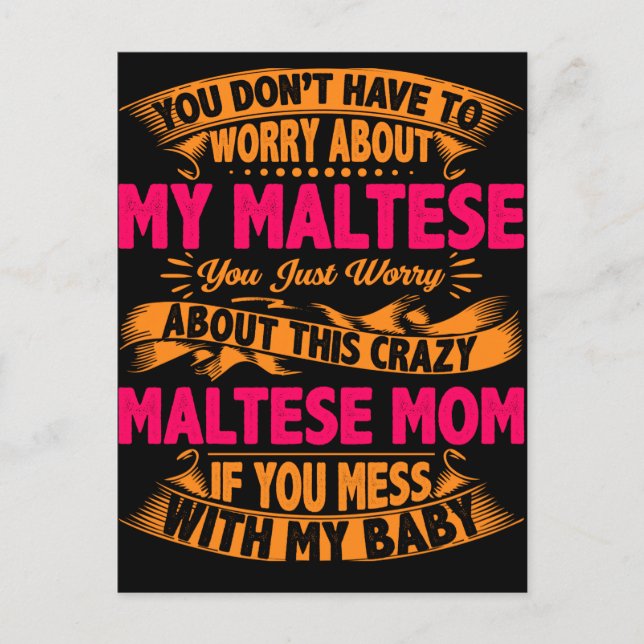 Crazy Maltese Mamma Vykort (Framsida)