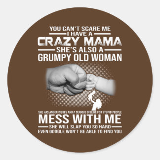 Crazy mamma runt klistermärke