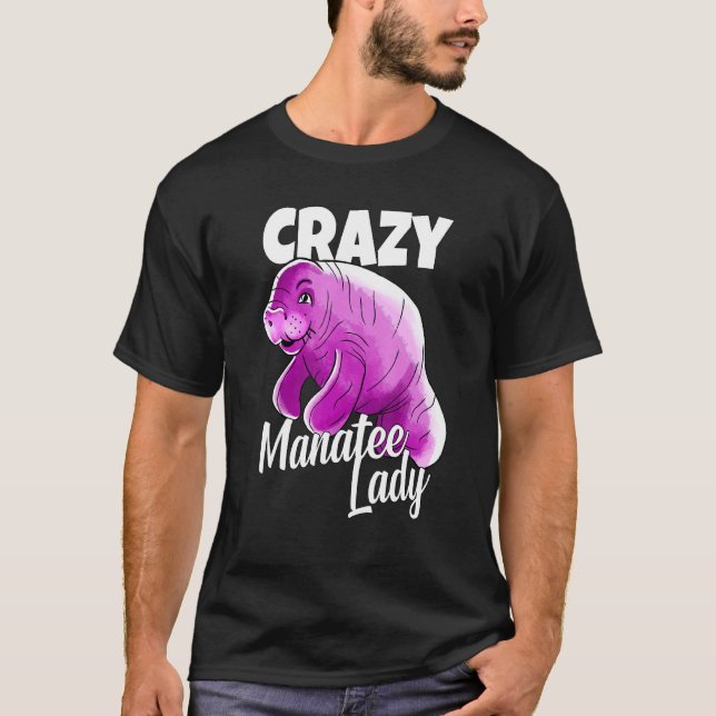 Crazy Manatee Dam Cute Graphic T Shirt (Framsida)