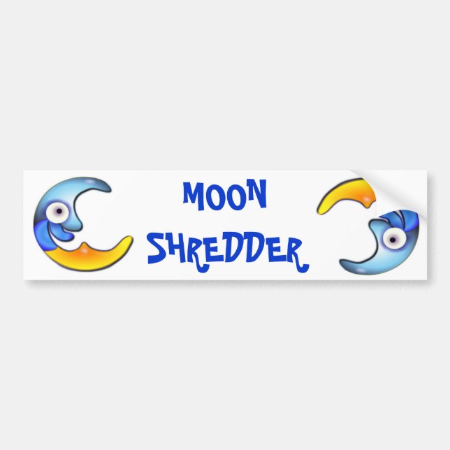 Crazy "MÅNE SHREDDER" Tecknad Bumper Sticker Bildekal (Framsidan)