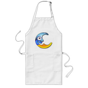 Crazy Måne Tecknad Apron Långt Förkläde