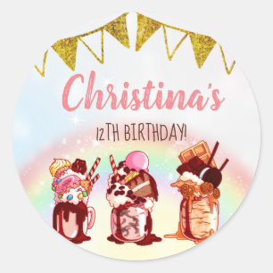 Crazy Milkshake Birthday-inbjudan Runt Klistermärke
