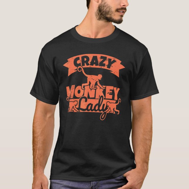 Crazy Monkey Dam Female Humor T Shirt (Framsida)