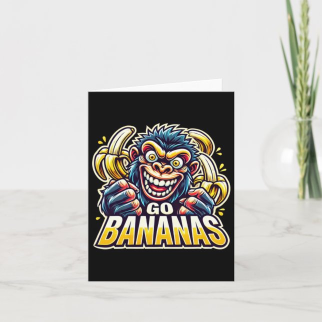 Crazy Monkey Go Bananas Sticker Kort (Framsida)