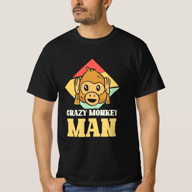 Crazy Monkey Man T Shirt (Framsida)