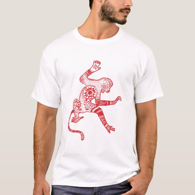 Crazy monkey Manar basket T-Shirt, White Tee (Framsida)