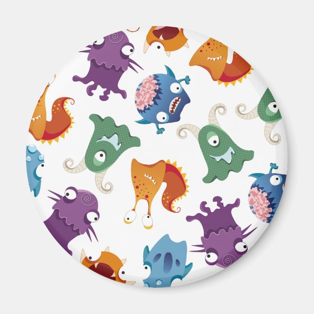 Crazy Monsters Roligt Colorful Mönster för barn Magnet (Framsidan)