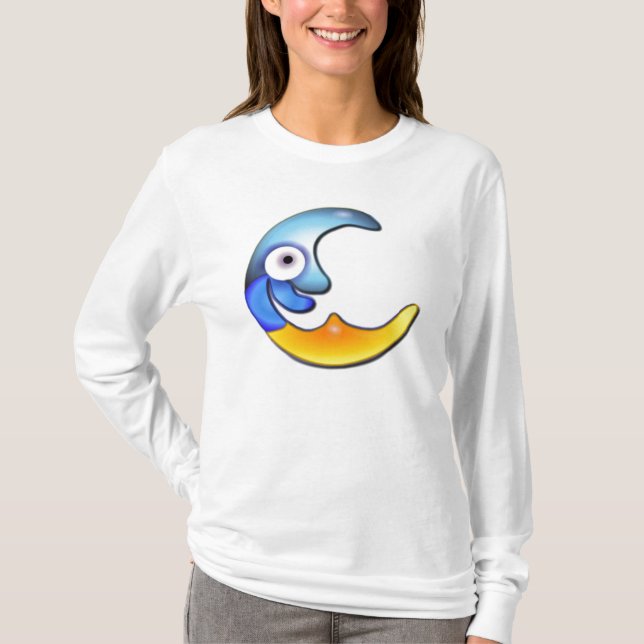Crazy Moon Cartoon T-Shirt (Framsida)