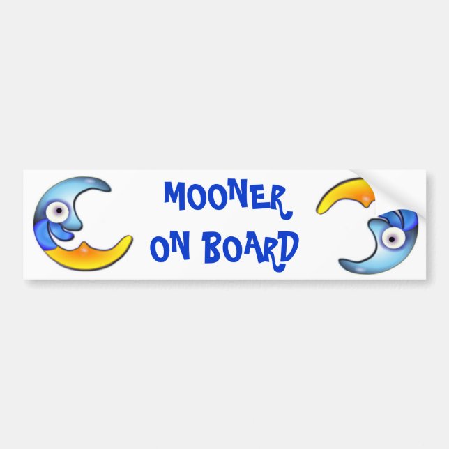 Crazy "MOONER ON BOARD" Tecknad Bumper Sticker Bildekal (Framsidan)
