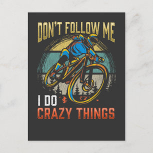 Crazy Mountaincykel Rider Bicycle Witty Biker Vykort