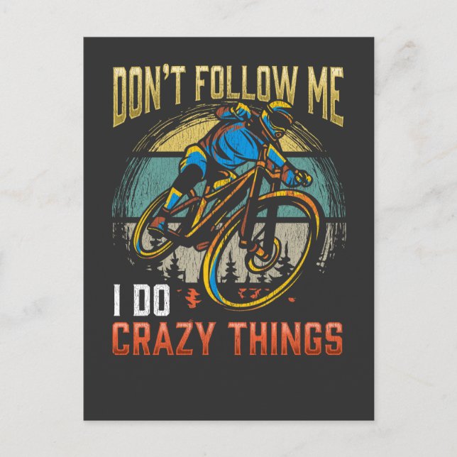 Crazy Mountaincykel Rider Bicycle Witty Biker Vykort (Framsida)