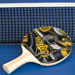 Crazy Music Black Gult Graffiti Spay all star Pingisracket