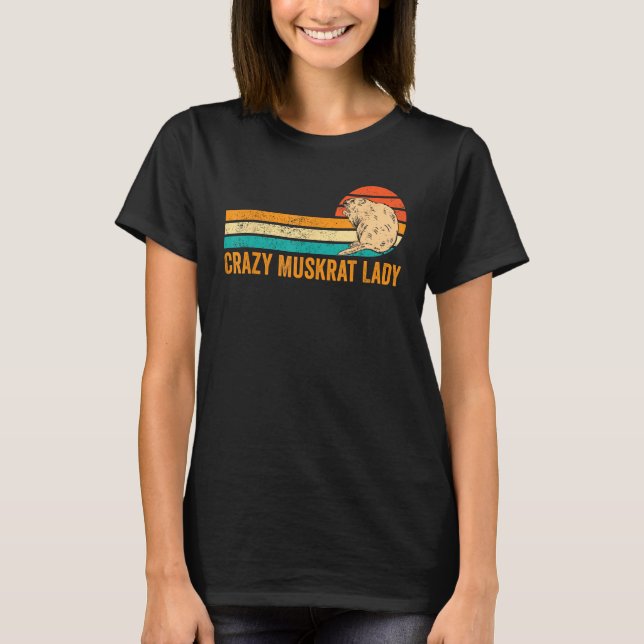 Crazy Muskrat Dam Retro T Shirt (Framsida)