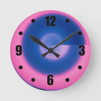 Crazy Neon Rosa och Blue Round Wall Clock Rund Klocka