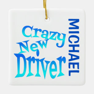 Crazy New Driver ANPASSNINGSBAR Julgransprydnad Keramik