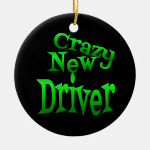 Crazy New Driver i Grönt Julgransprydnad Keramik