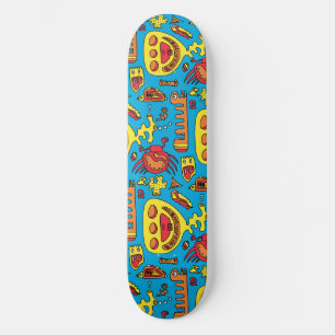 Crazy Ocean Creatand and Gult Subsea Beach  Mini Skateboard Bräda 18,5 Cm