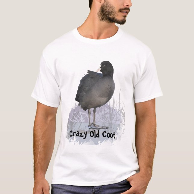 "Crazy Old Coot" Roligt Quote med Coot Bird Art Tröja (Framsida)