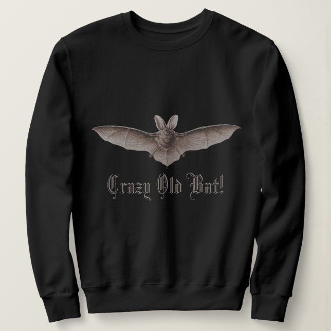 Crazy Old Fladdermus Funny Batty Humor för Cranky  T Shirt (Design framsida)