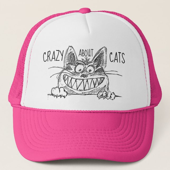 Crazy Om Cats Cat Dam Truckerkeps (Framsida)
