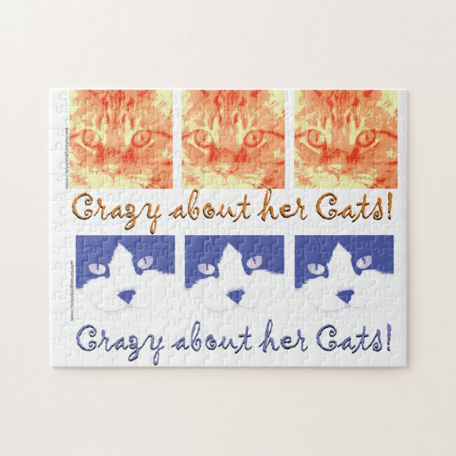 Crazy om hennes katter pussel (Horisontell)