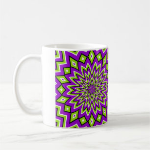 Crazy Optical Illusion - Grönt och Lila i blommorn Kaffemugg