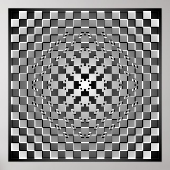 Crazy Optical Illusion - Morphing Metall Square Poster (Framsidan)