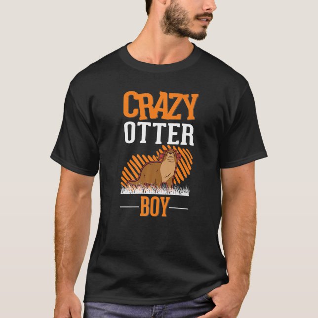Crazy Otter Boy Sea Otter   T Shirt (Framsida)