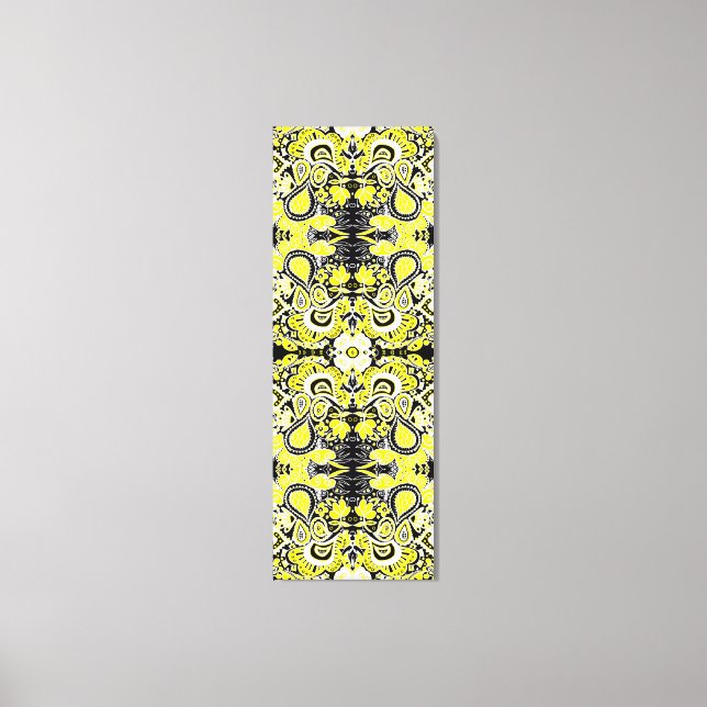 Crazy Paisley Kaleidoscope Gult & Black Canvastryck (Framsida)