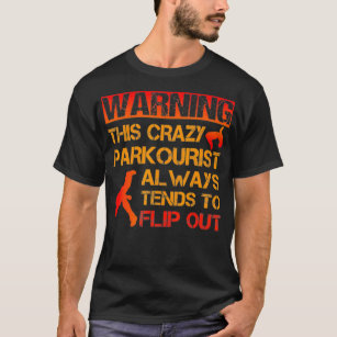 Crazy Parkourist Flip Out Funny Parkour Manar Boys T Shirt