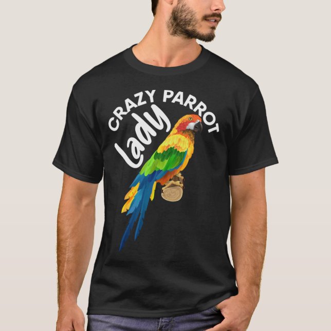 Crazy Parrot Lady Bird Tropical Summer Trip Vacati T Shirt (Framsida)