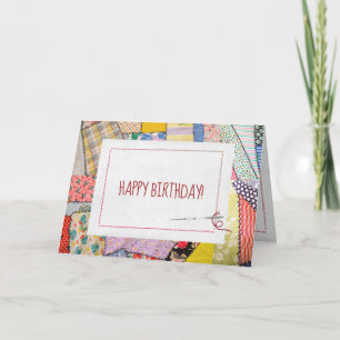 Crazy Patchwork Quilt for Birthday Kort