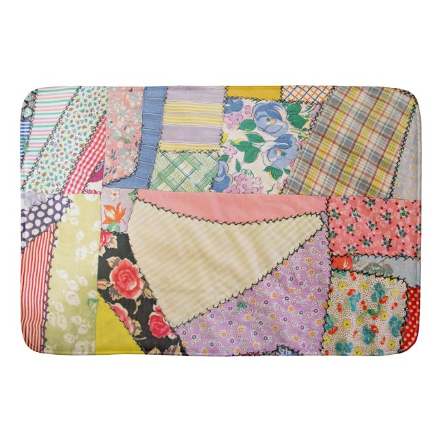Crazy Patchwork Quilt med Zigzag Stitching Badrumsmatta (Framsidan)