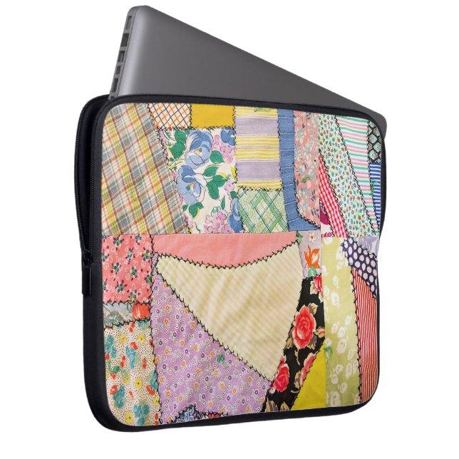 Crazy Patchwork Quilt med Zigzag Stitching Laptop Fodral (Framsidan Höger)