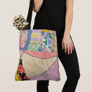 Crazy Patchwork Quilt med Zigzag Stitching Tygkasse