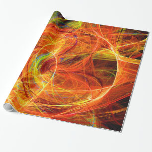 CRAZY PHOTON Abstrakt Gult Orange Fractal Swirls Presentpapper