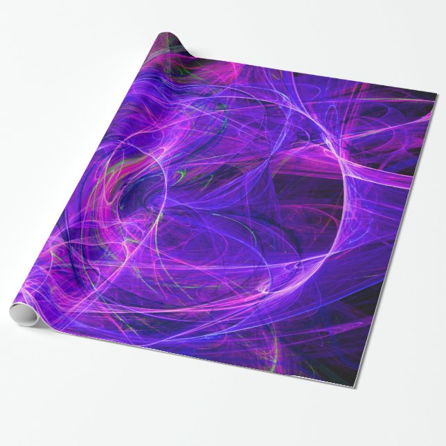 CRAZY PHOTON Abstrakt Lila Blue Fractaler,Swirls Presentpapper (Utrullad)