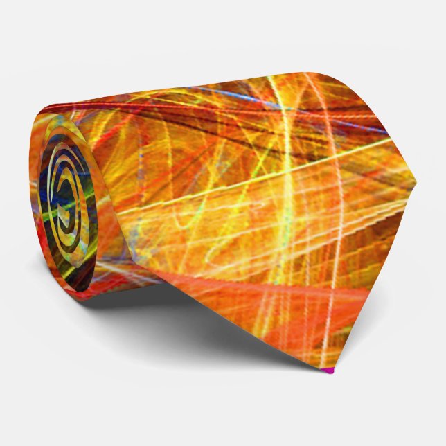 CRAZY PHOTON Abstrakt OrangeYellow Fractal Swirls Slips (Rullad)