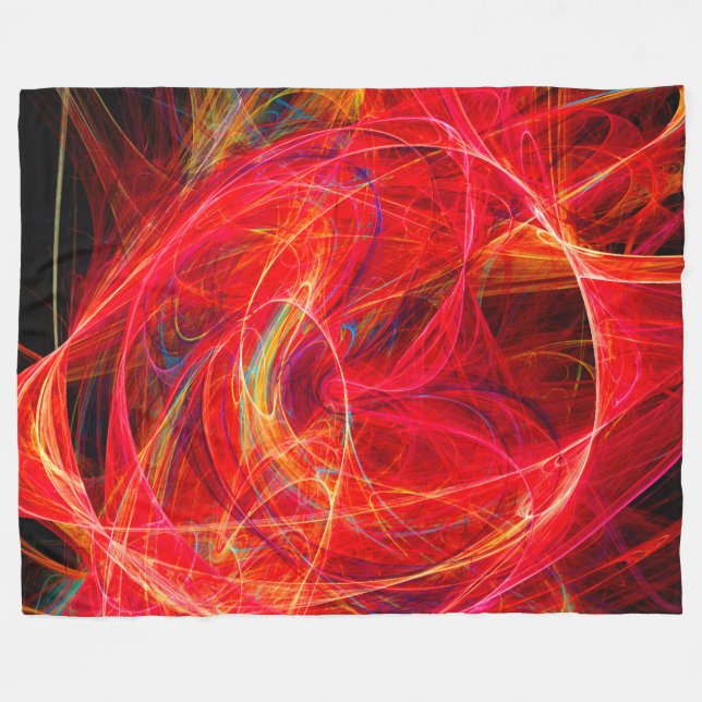 CRAZY PHOTON Abstrakt Red Gult Fractaler,Swirls Fleecefilt (Framsidan (Horisontell))